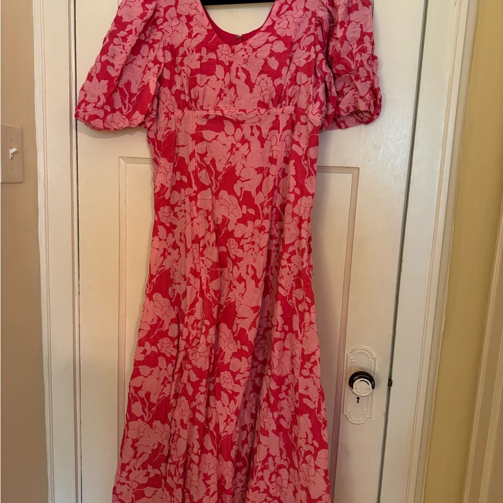 Red and Pink Cut Out Tiered Maxi Dress